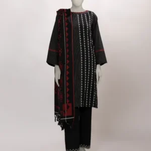 BLACK JACQUARD DYED UNSTITCHED 3PC