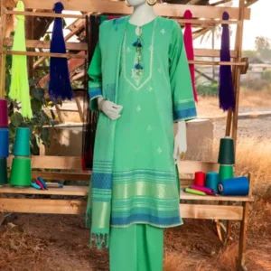 GREEN EMBROIDERED JACQUARD UNSTITCHED 3PC