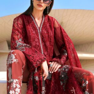 3 Piece Unstitched Embroidered Net Suit